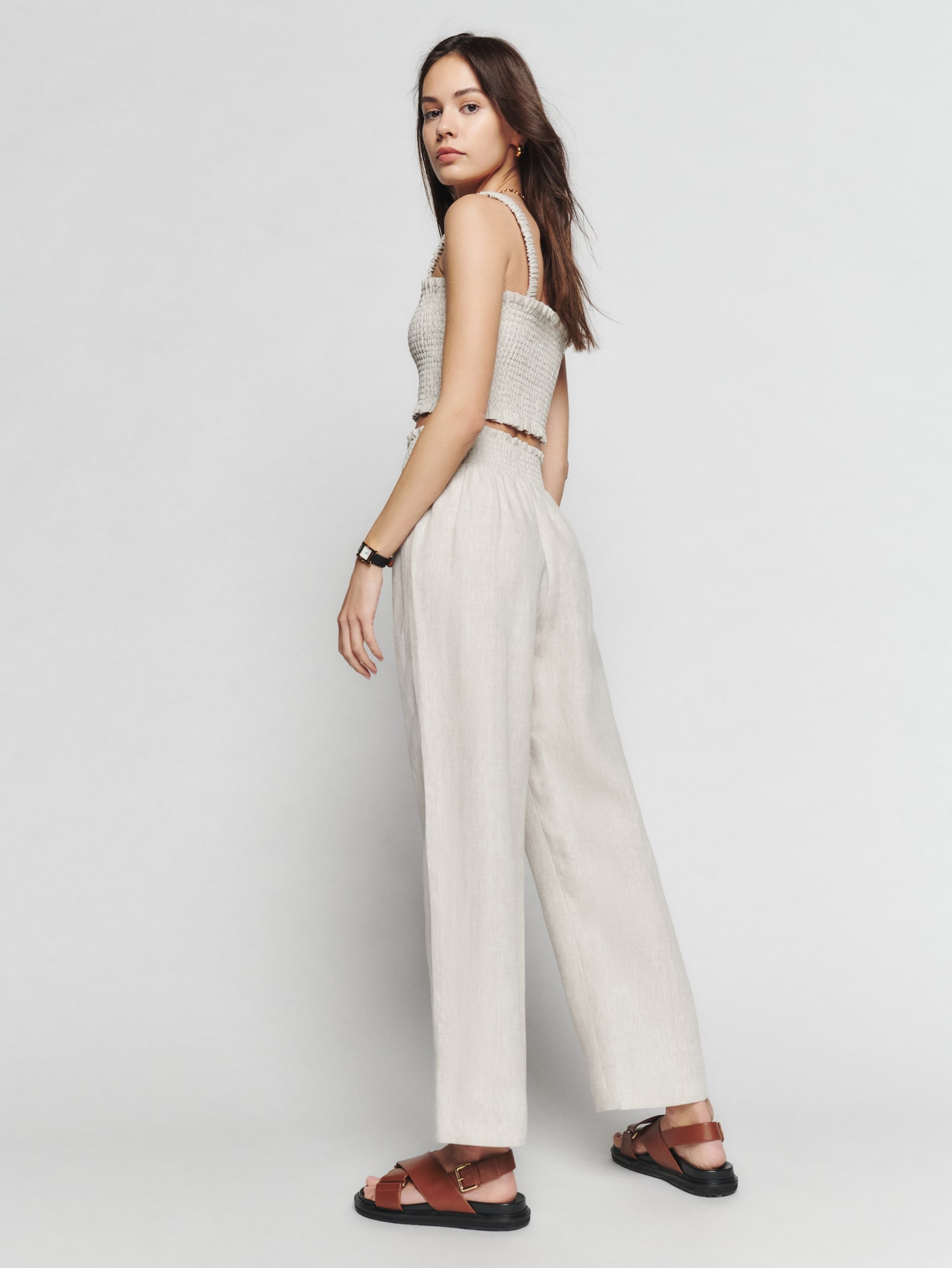 Cleo Linen Two Piece  Spaghetti strap crop top, Linen two piece