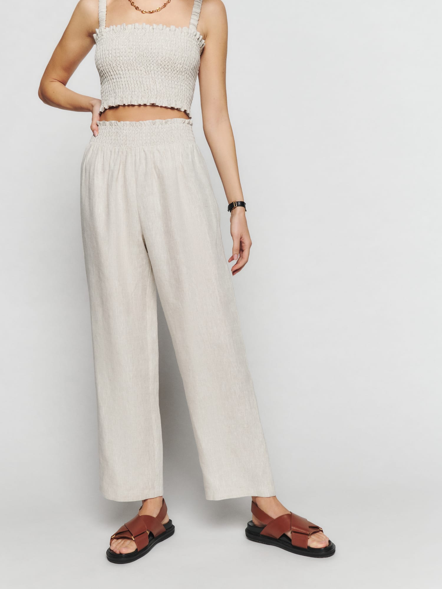 Cleo Linen Two Piece  Spaghetti strap crop top, Linen two piece