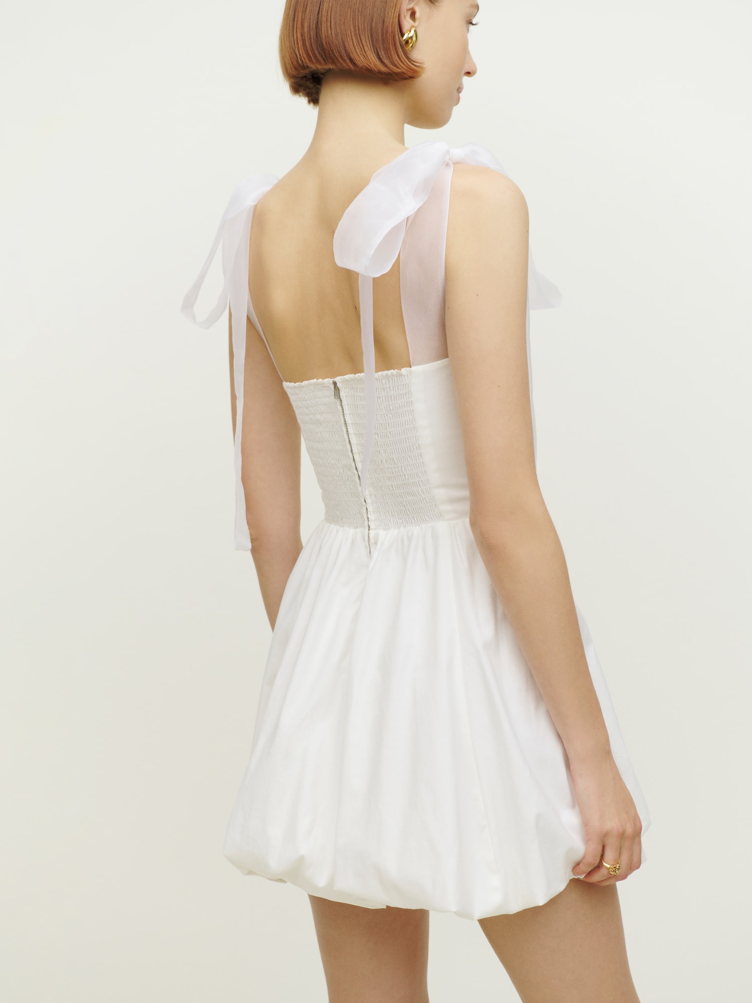 NEW REFORMATION White VELMA Button Down Front Fit Flare Linen Mini Slip  Dress 6