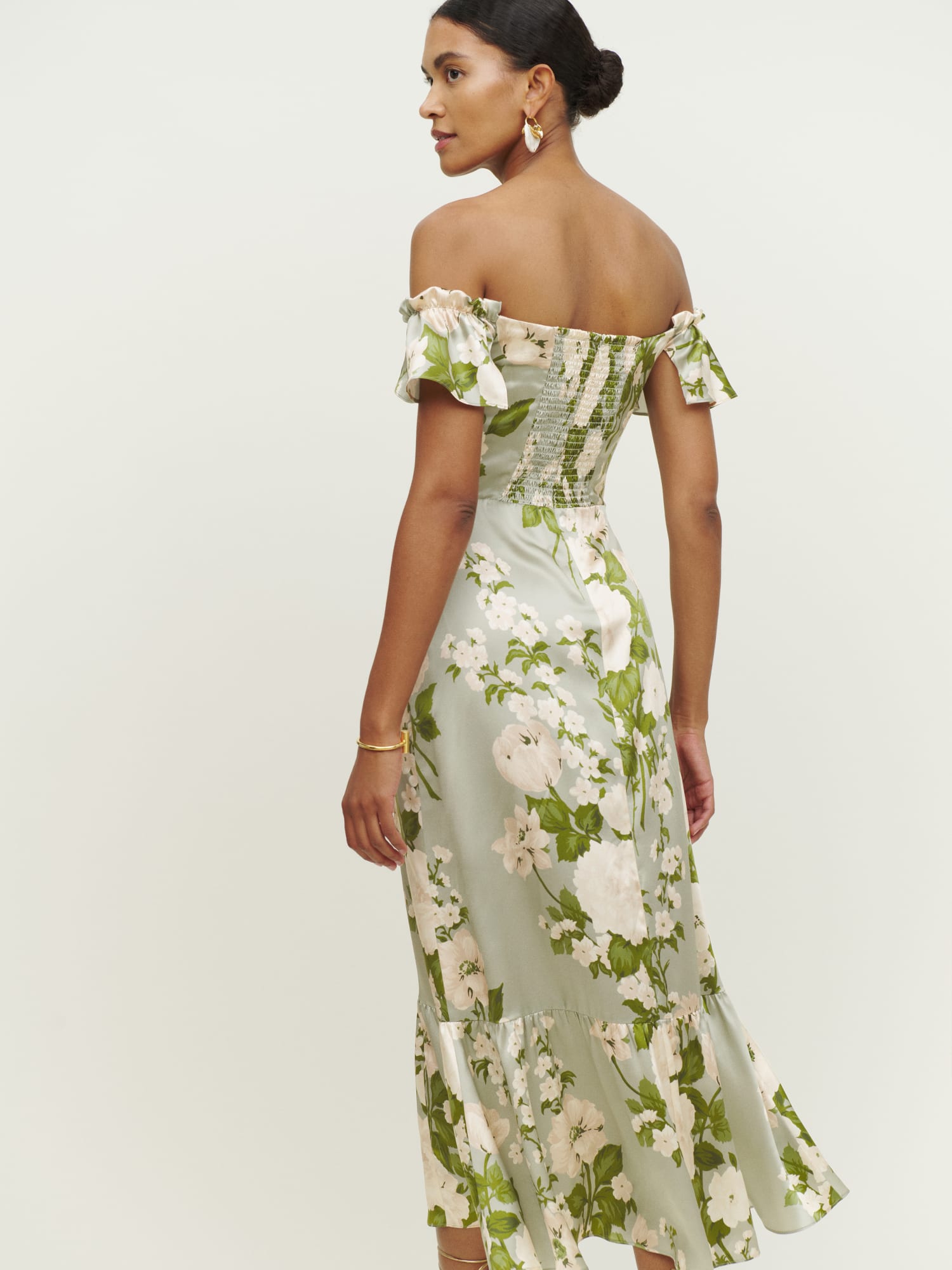Reformation green floral dress clearance