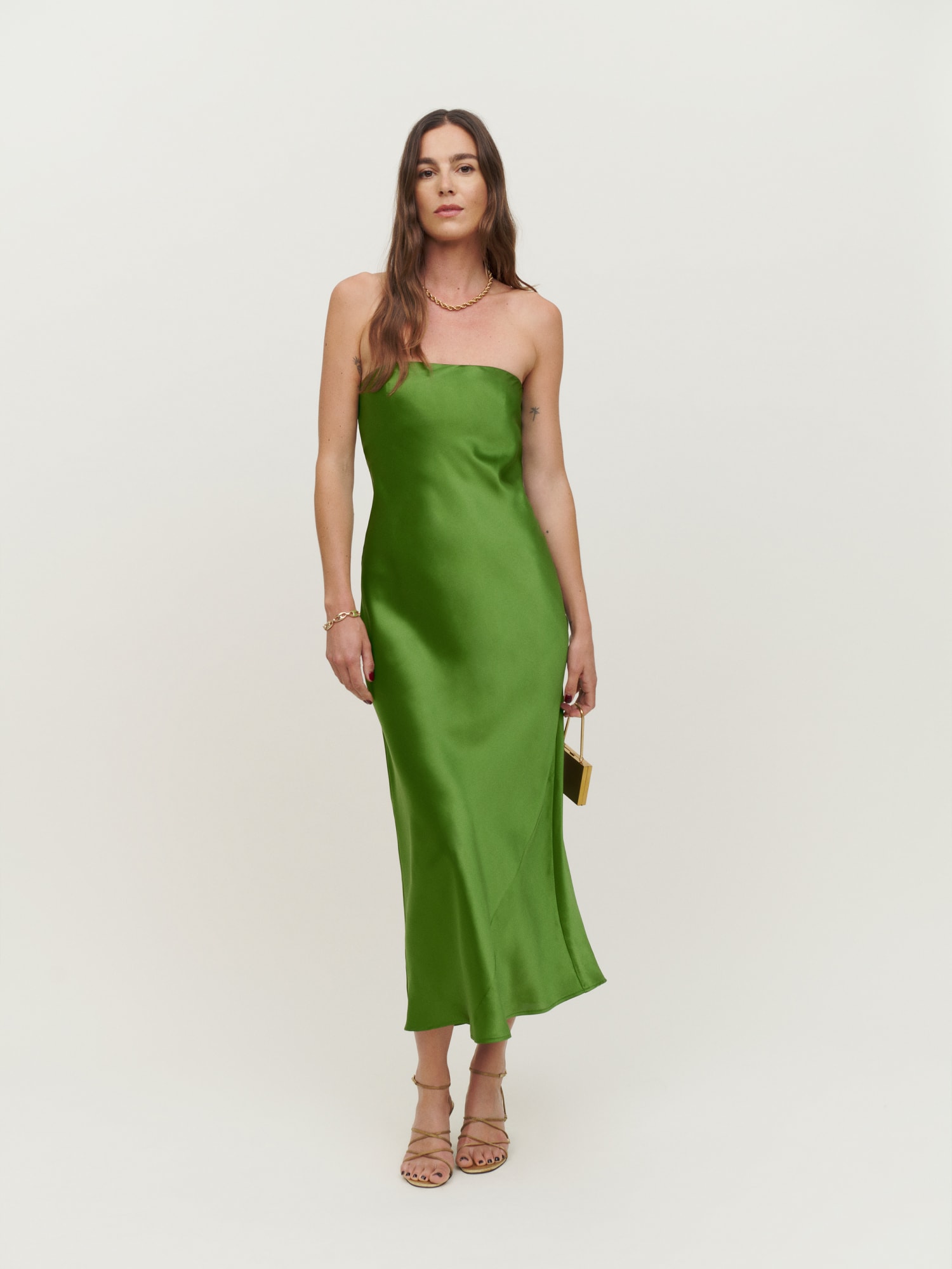 Joanne Silk Dress - Strapless Midi | Reformation
