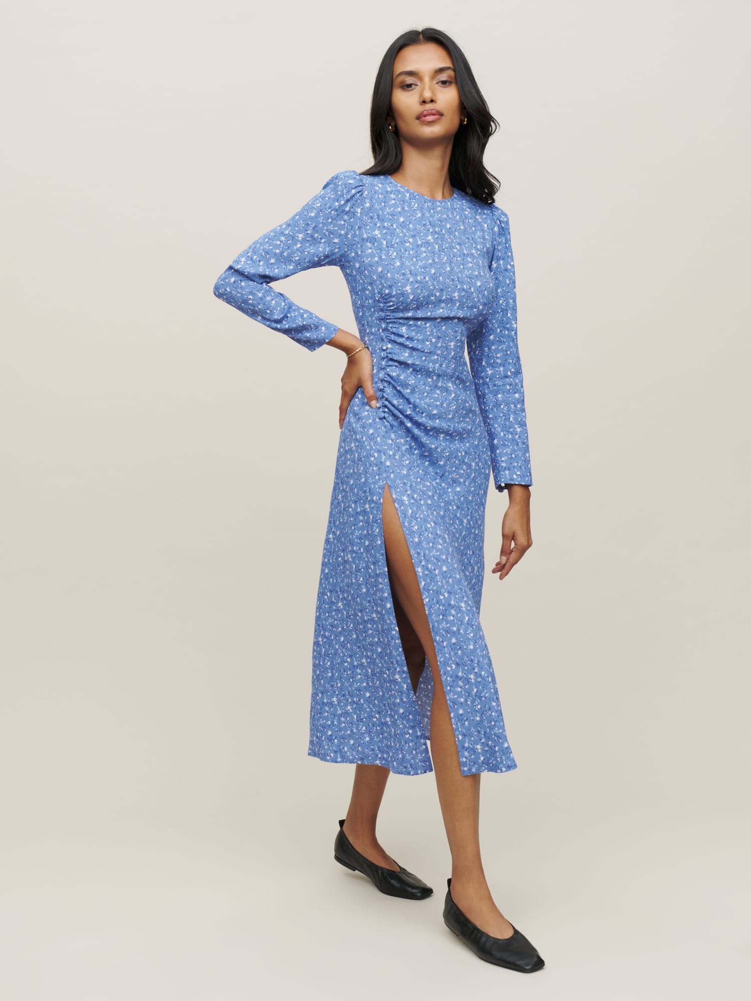 Reformation blue polka dot shop dress
