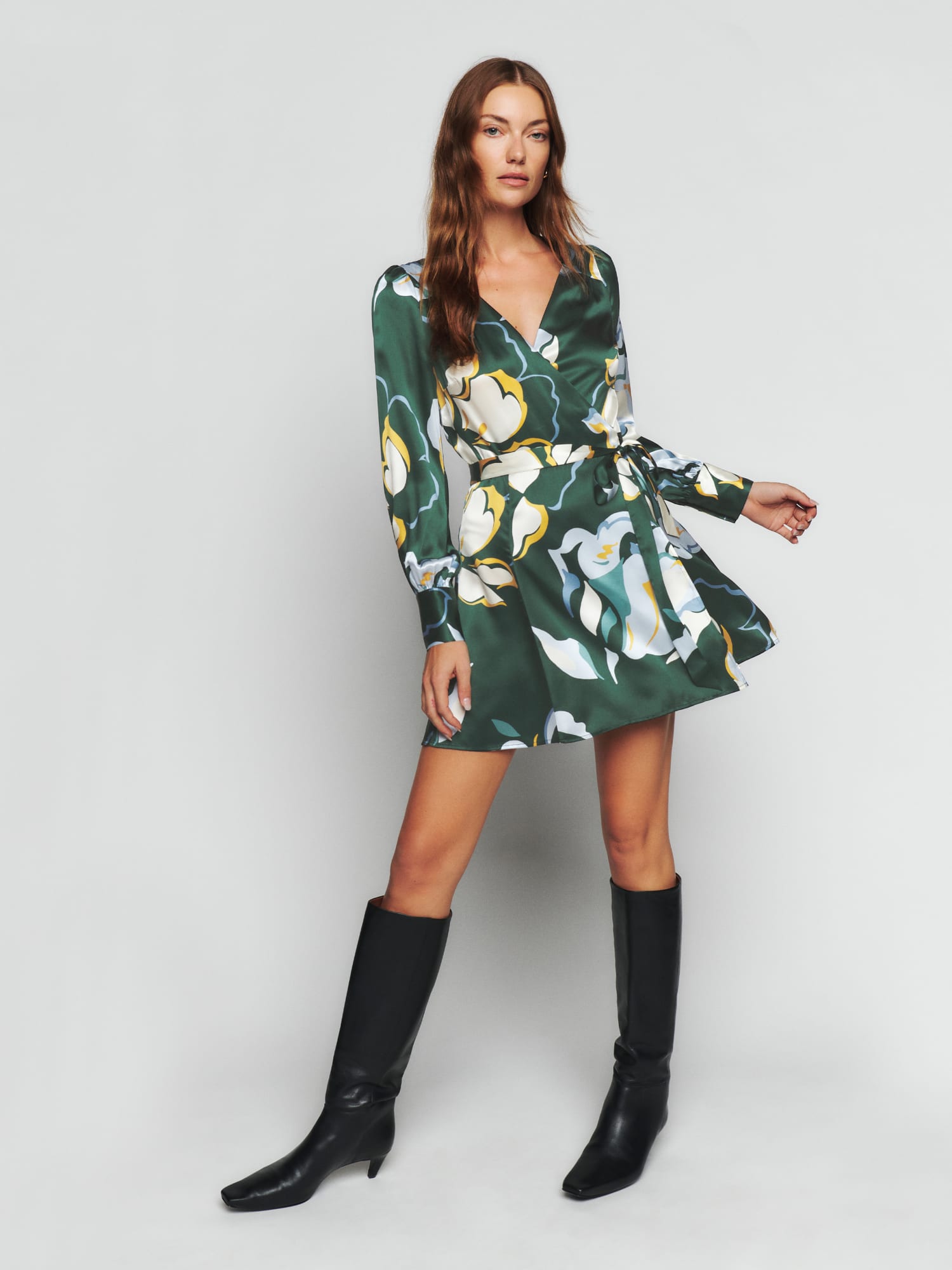 Reformation silk wrap dress shop