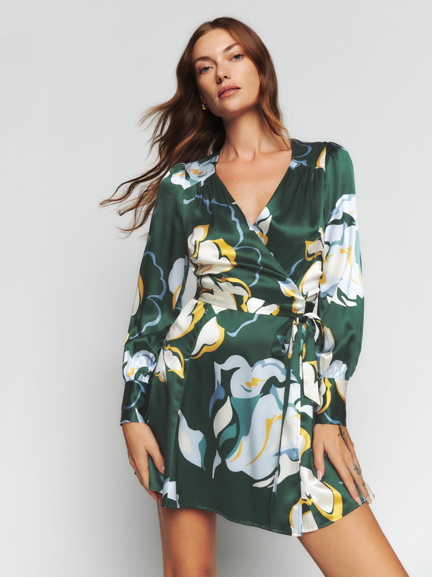 Reformation silk shop wrap dress