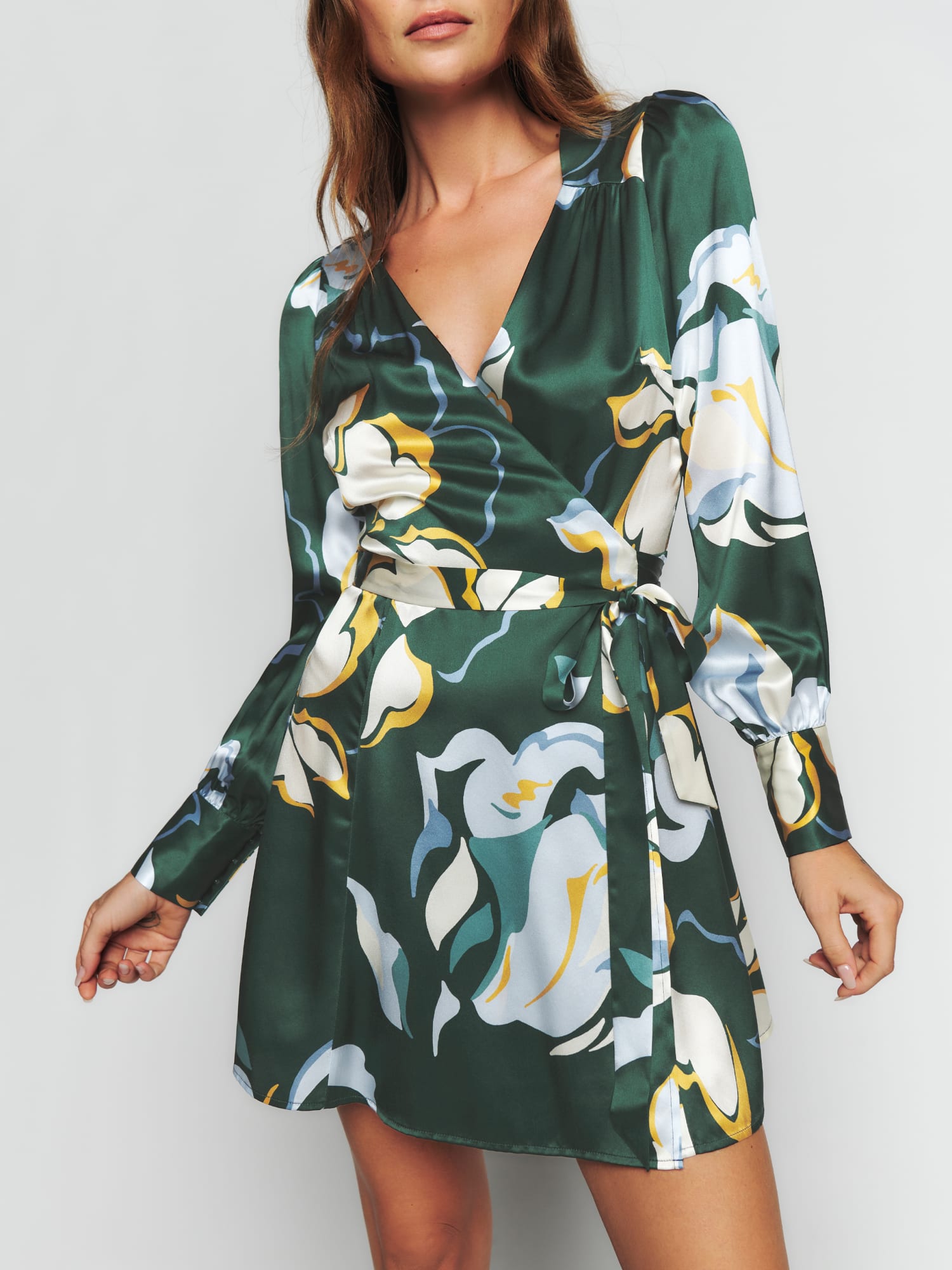 Reformation silk wrap dress cheap