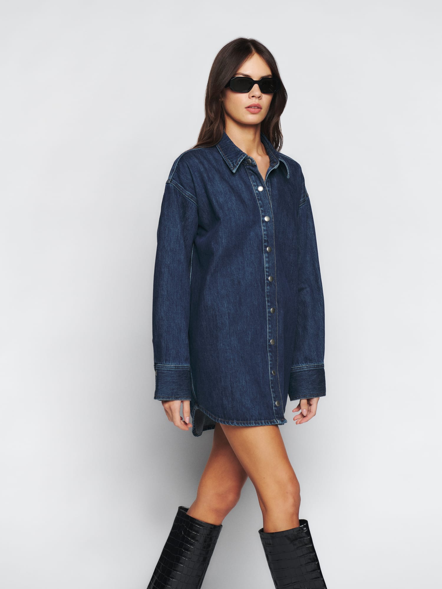 Denim oversized cheap shirt dress