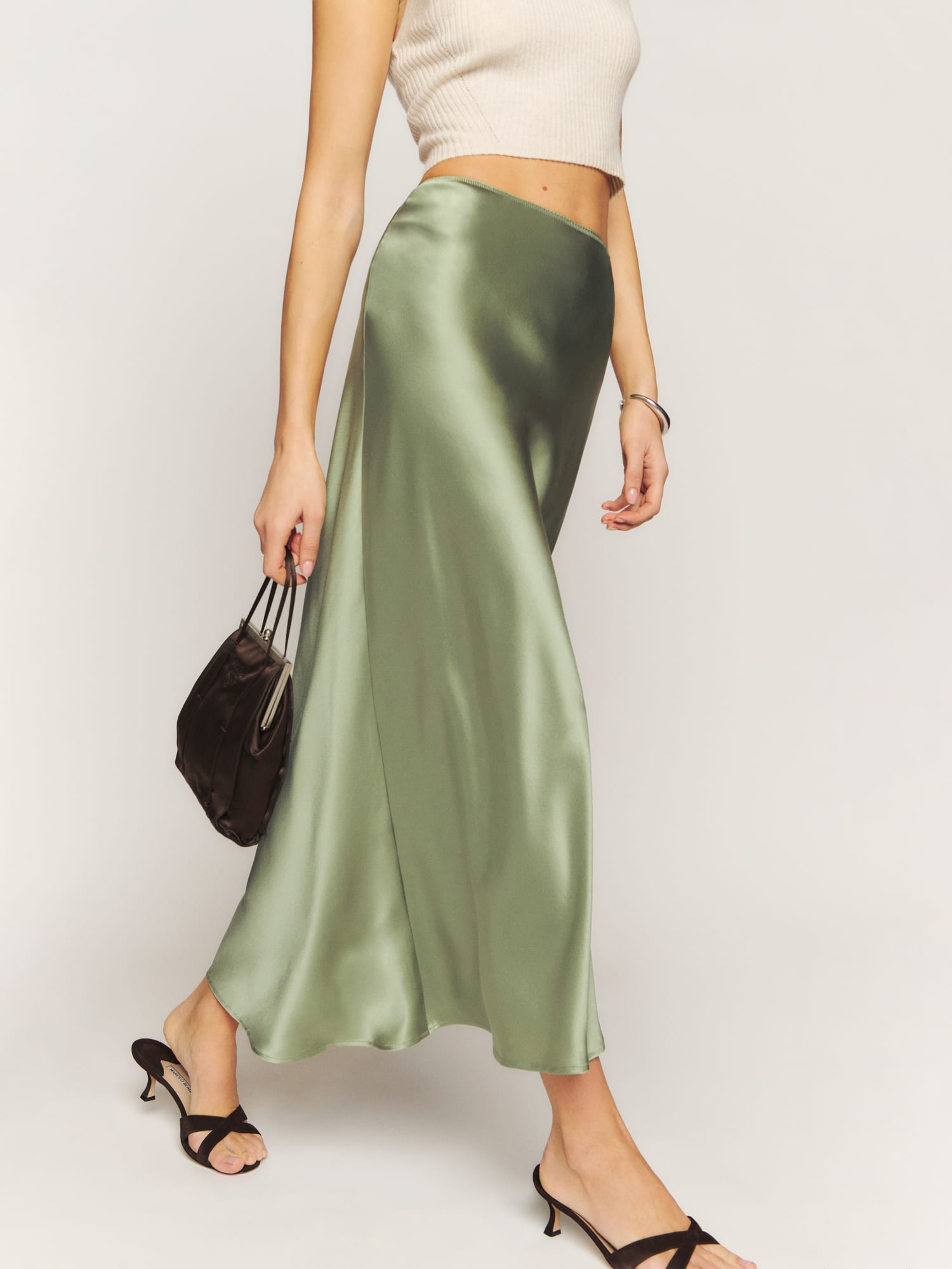 Silk skirt reformation top