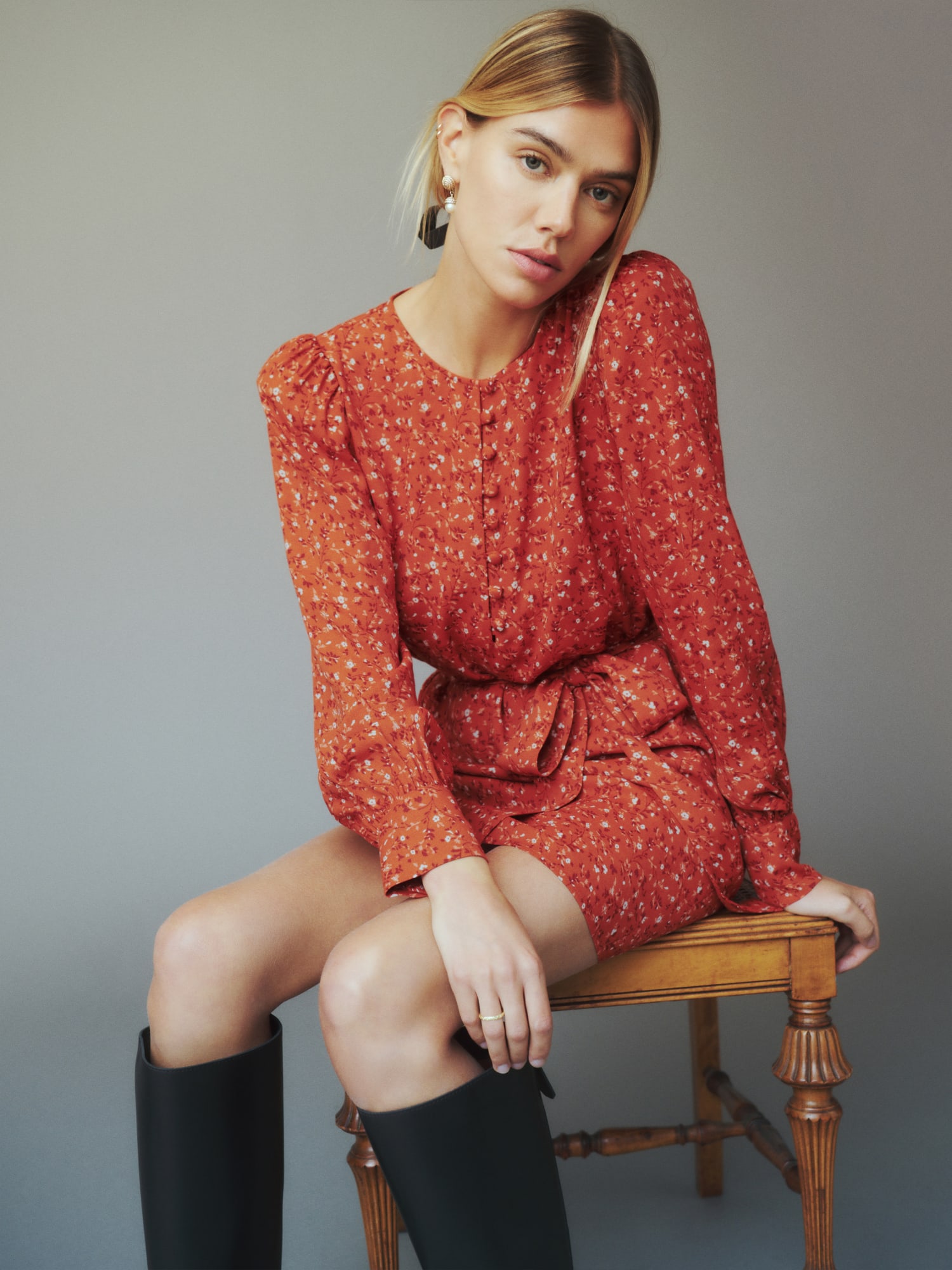 Carinna Dress Long Sleeve Mini Reformation