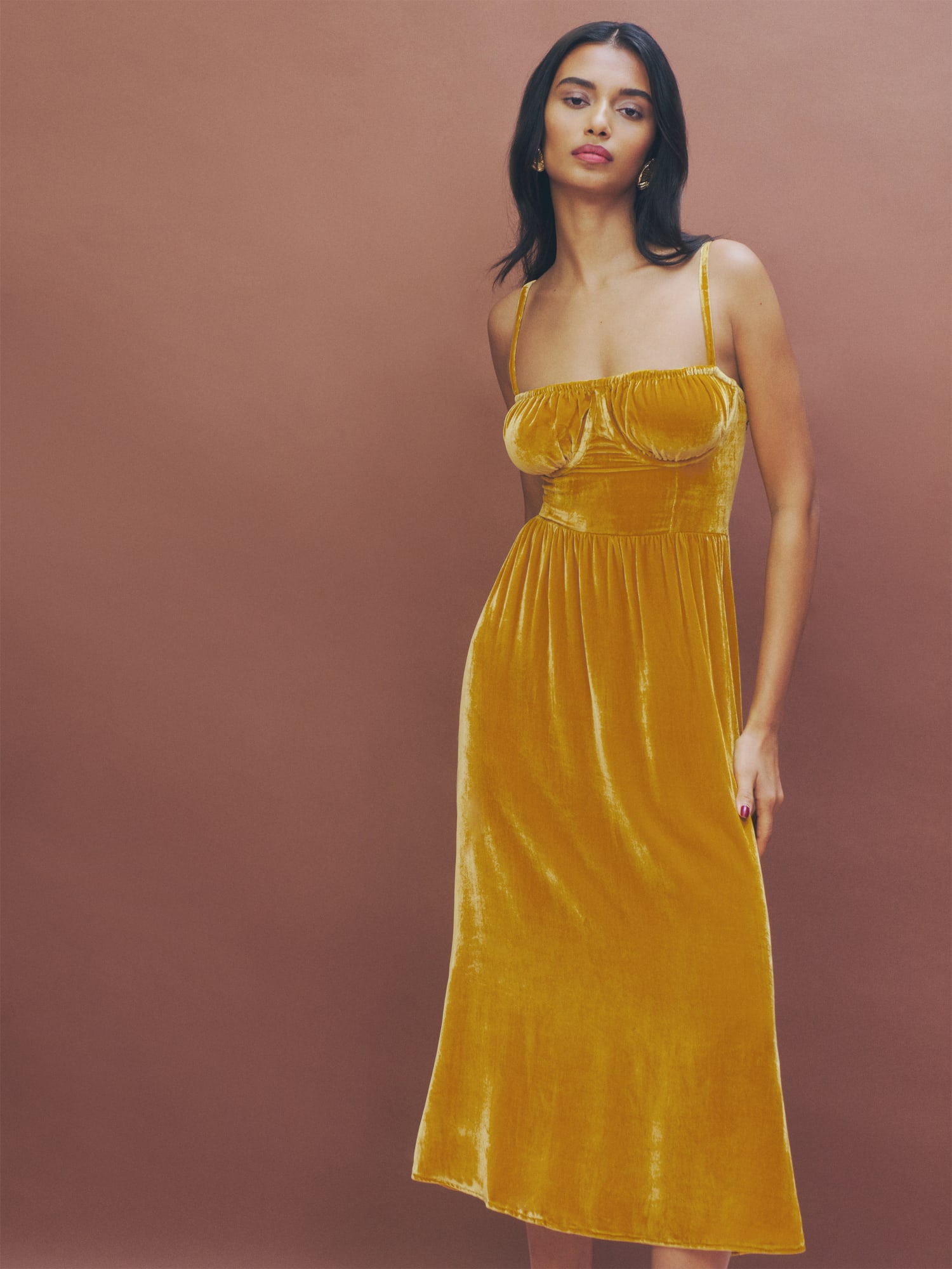 Reformation mustard sales dress