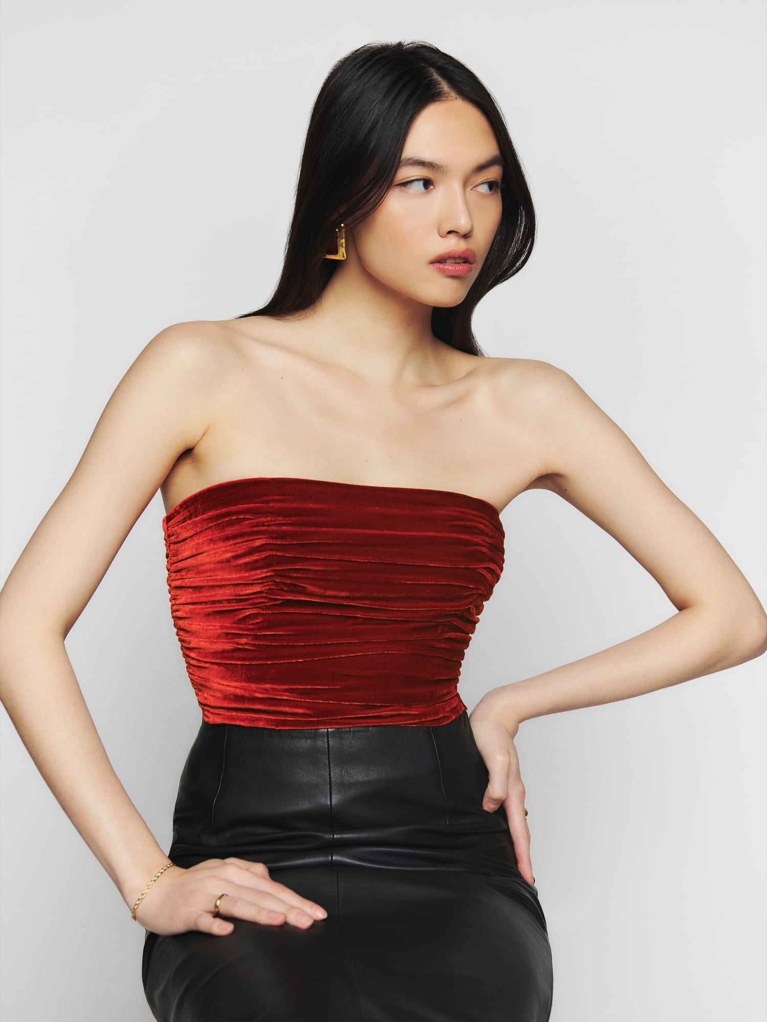 Velvet strapless top discount