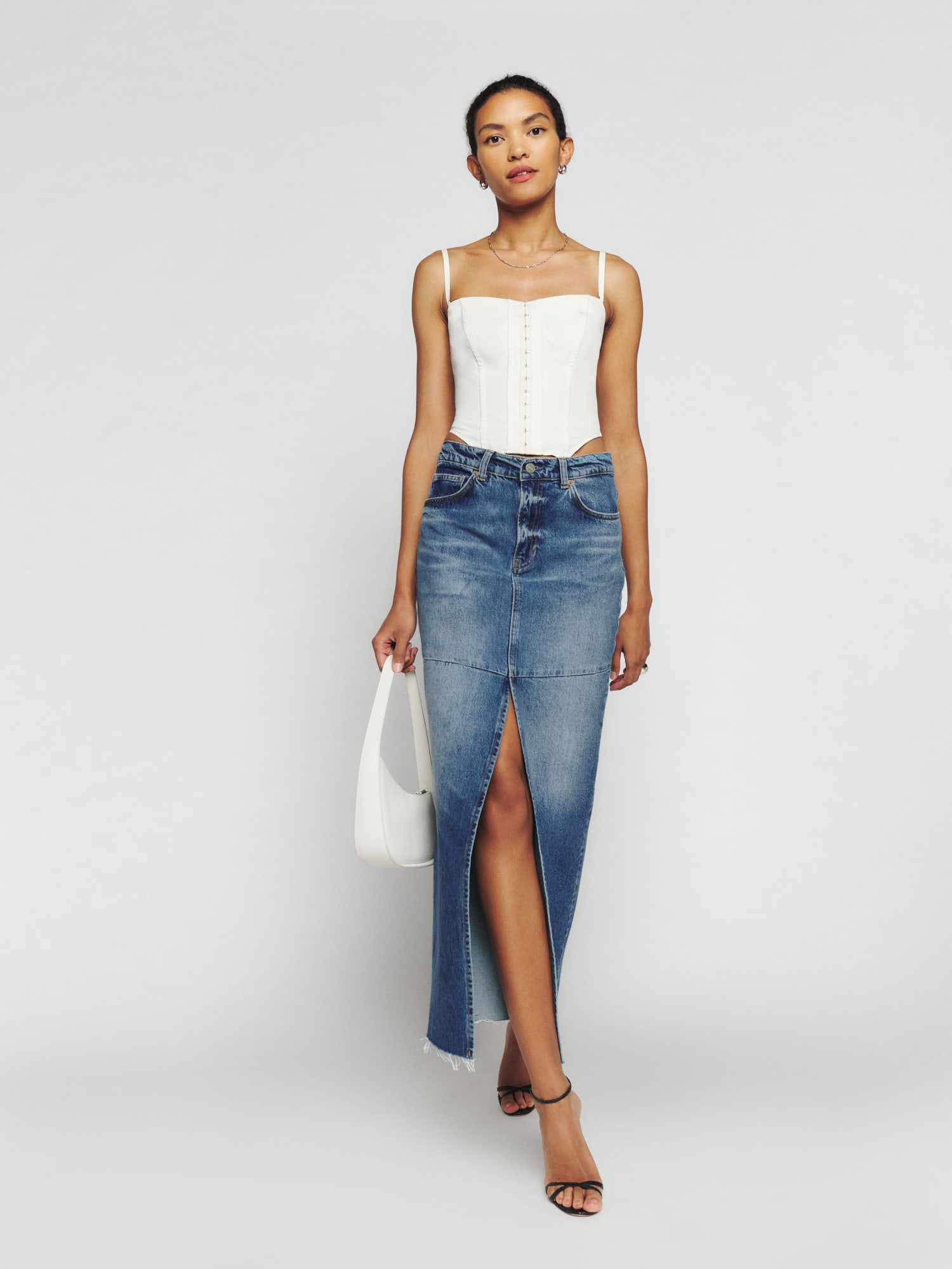 Reformation jean skirt store