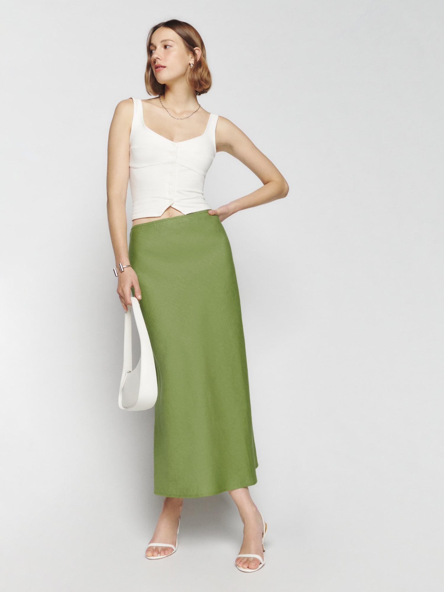 White linen skirt xs sales
