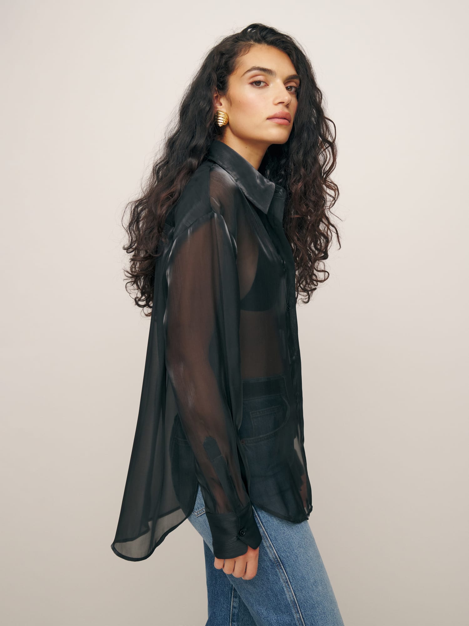 Metallic sheer shirt shop