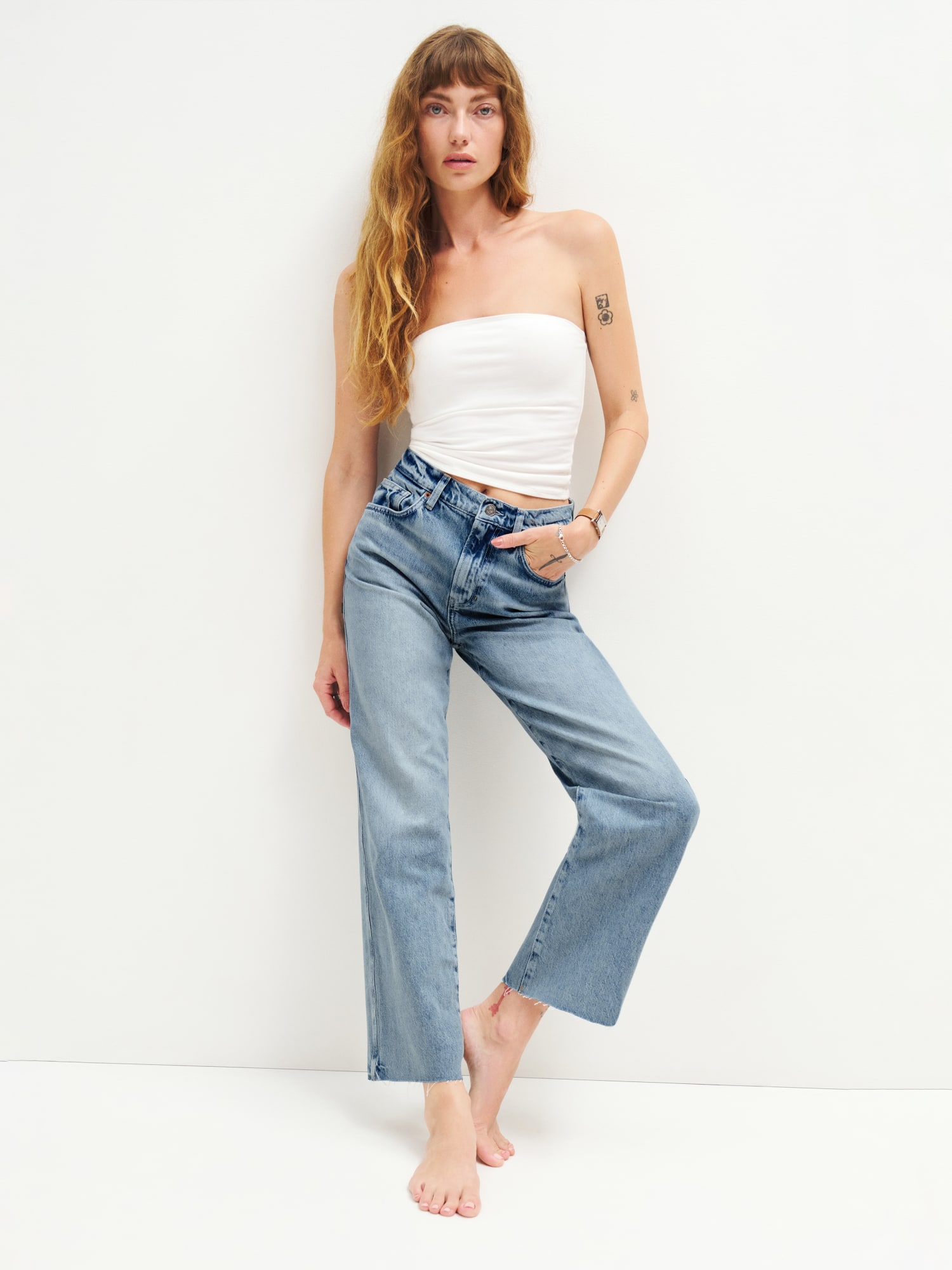 Val 90s Mid Rise Straight Cropped Jeans - Sustainable Denim | Reformation