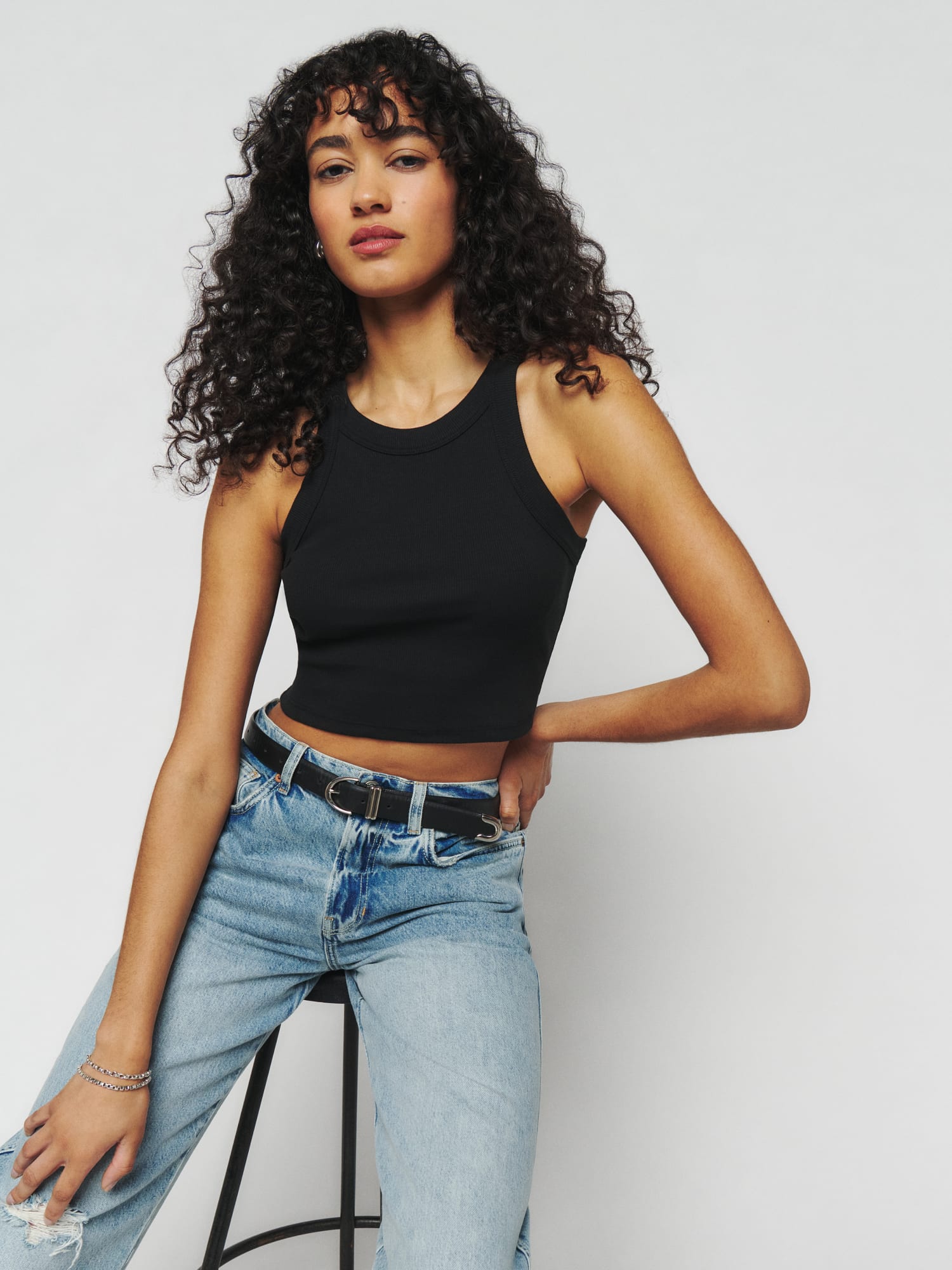 Black Organic Crop Top, Fitted Cropped Tank Top