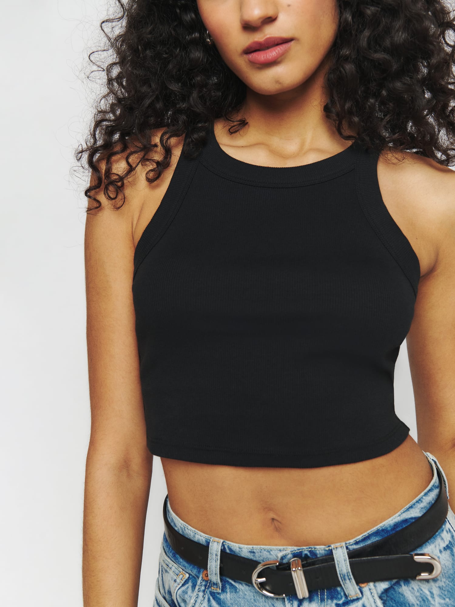 Chic and Sophisticated Black Tweed Cropped Tank Top