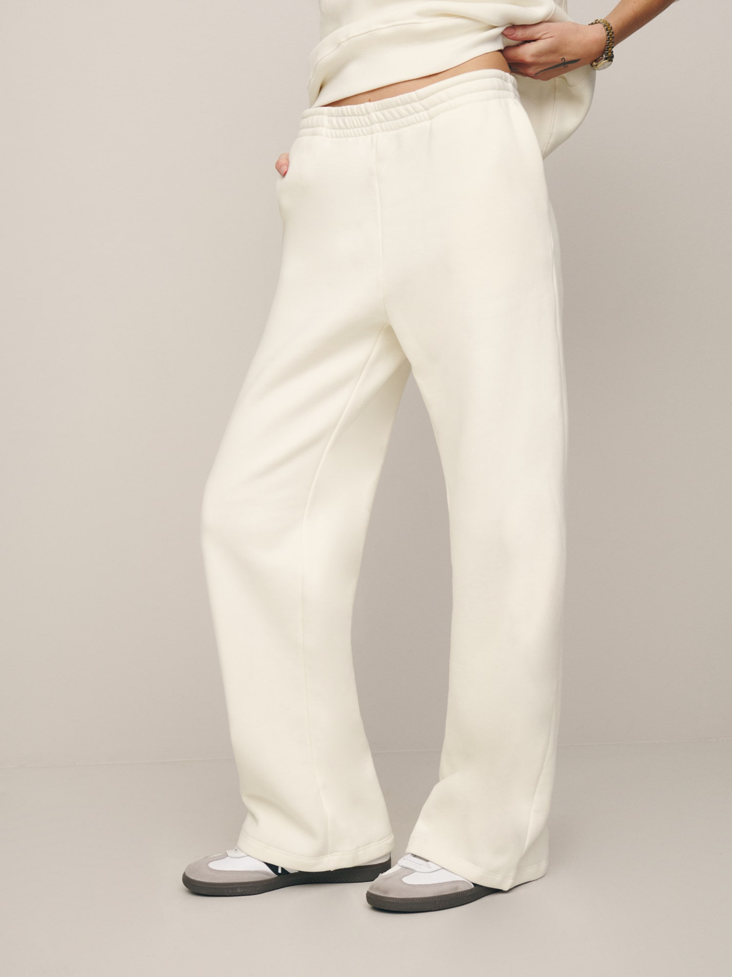 White Cotton Wide Leg Sweatpants