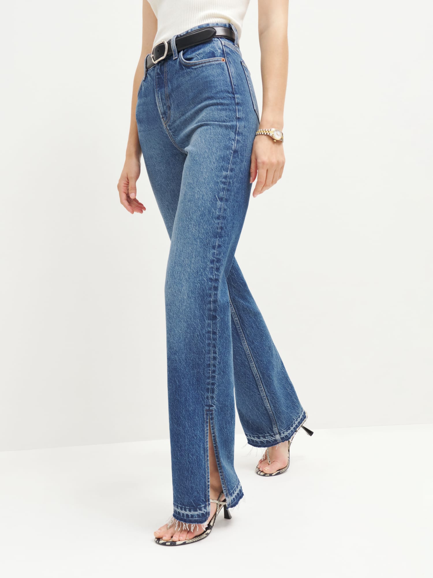 Pull-On High-Rise Wide-Leg Pants: Slit-Hem Edition