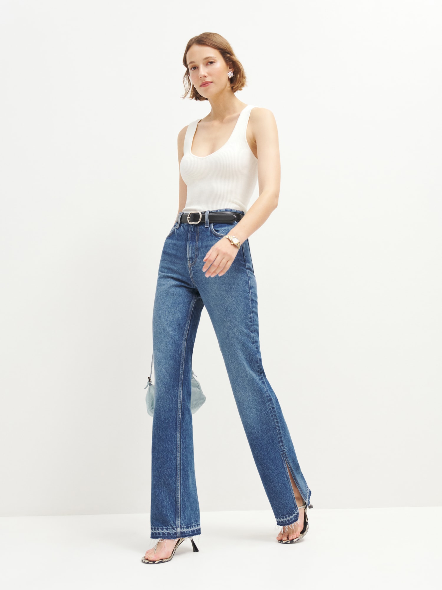 Access Fashion  Slit hem high-waist pants