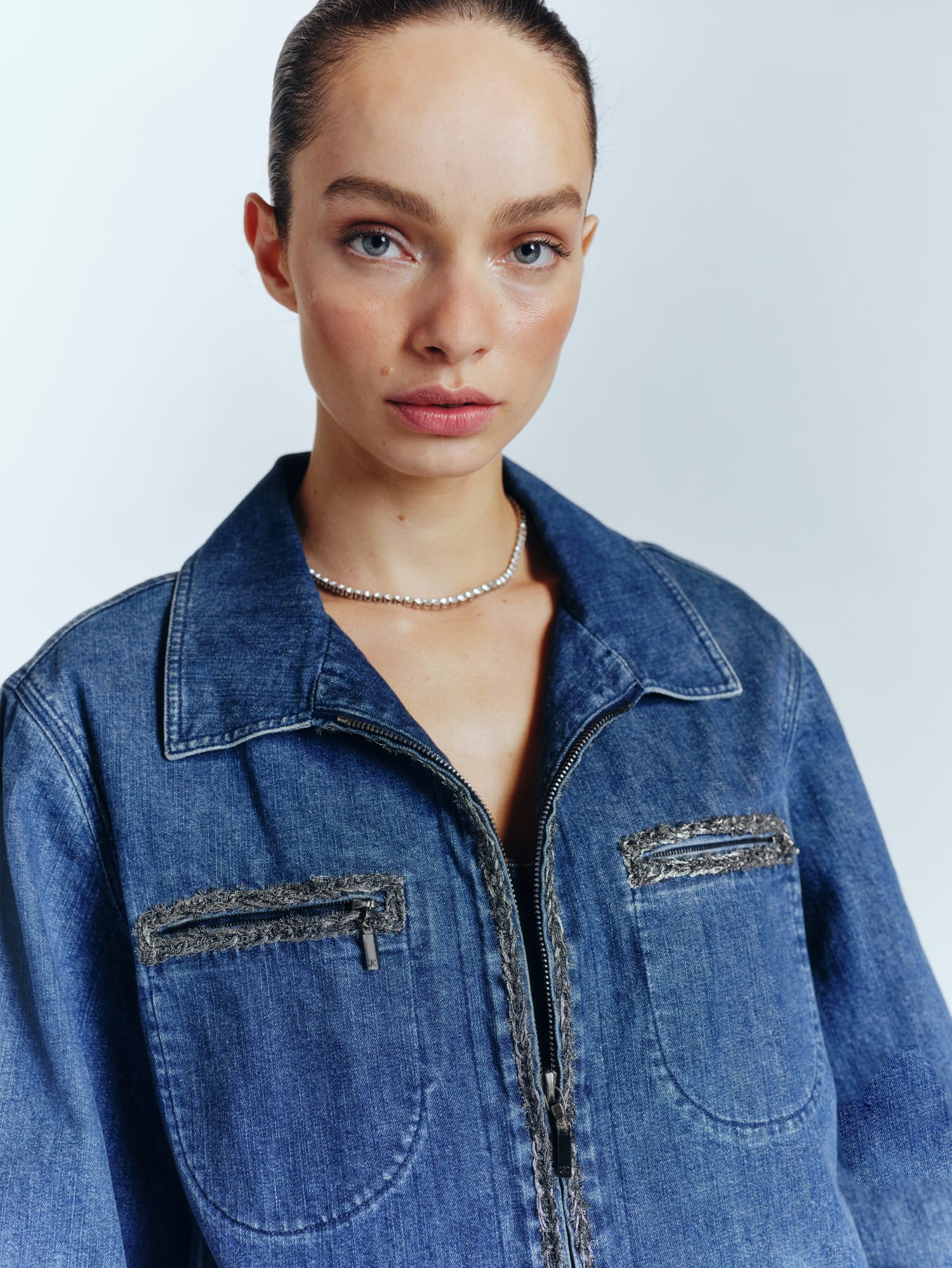 Vintage chanel denim jacket sales