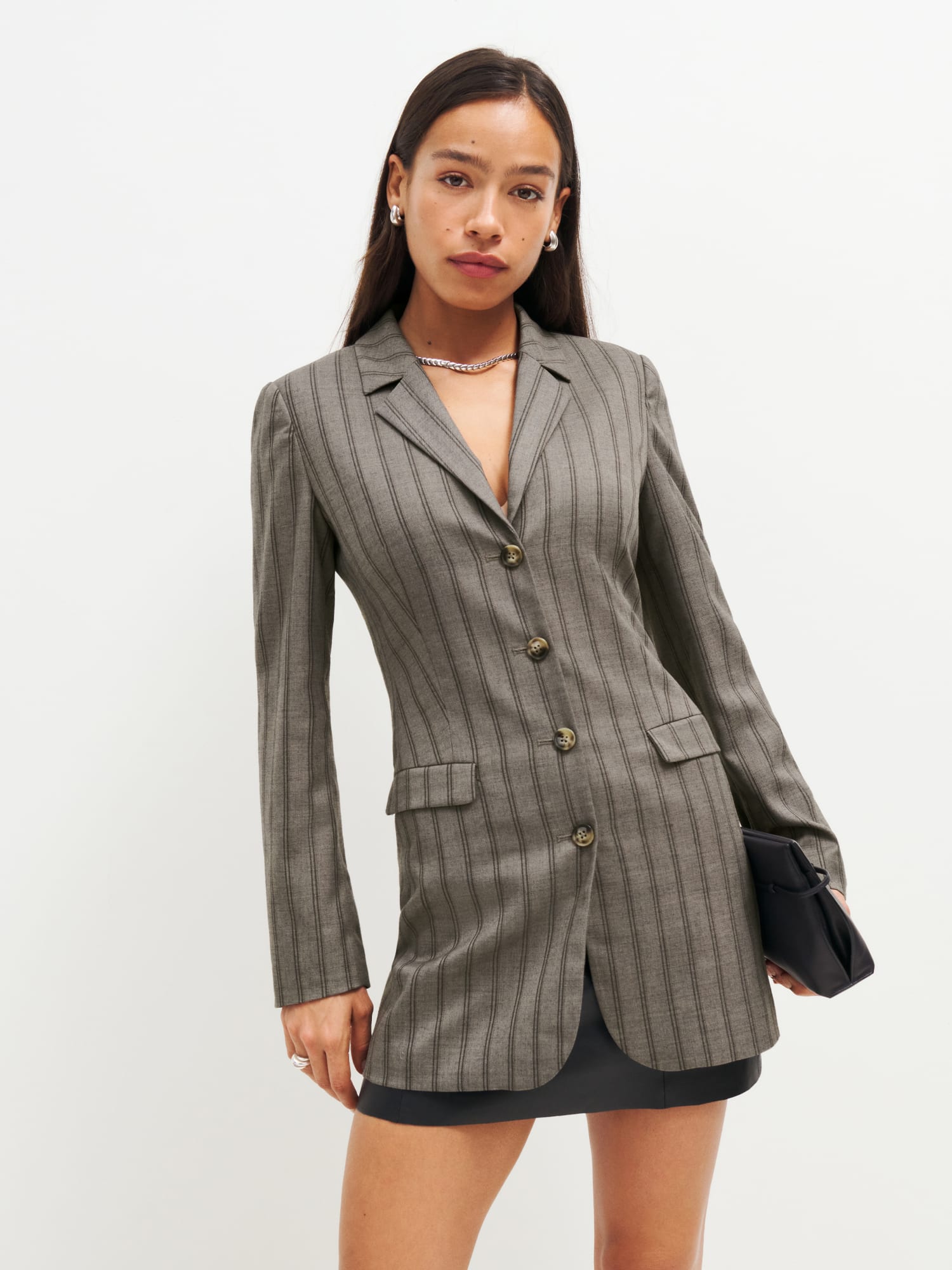 Blazer long gris hot sale