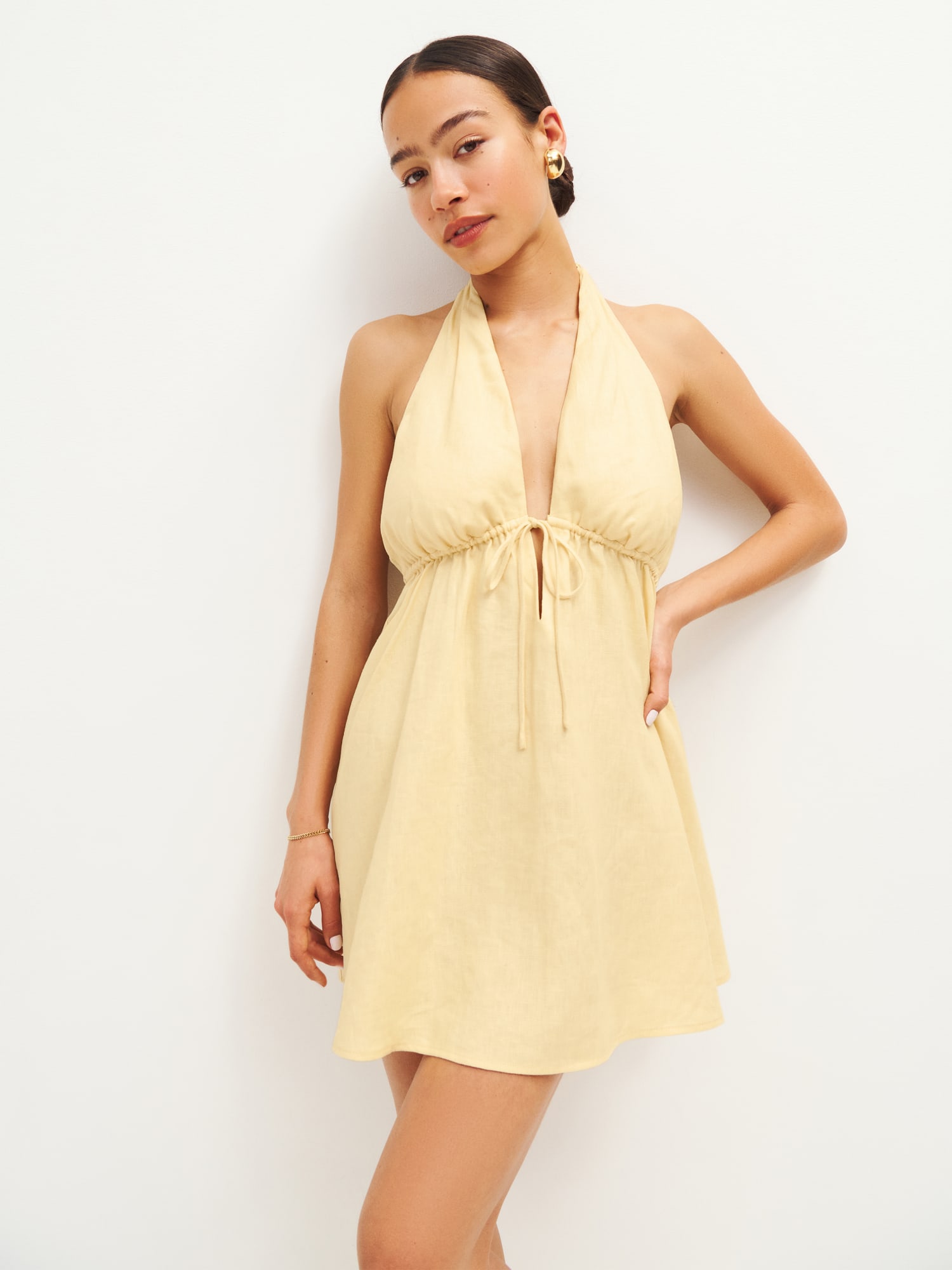 Reformation yellow linen clearance dress