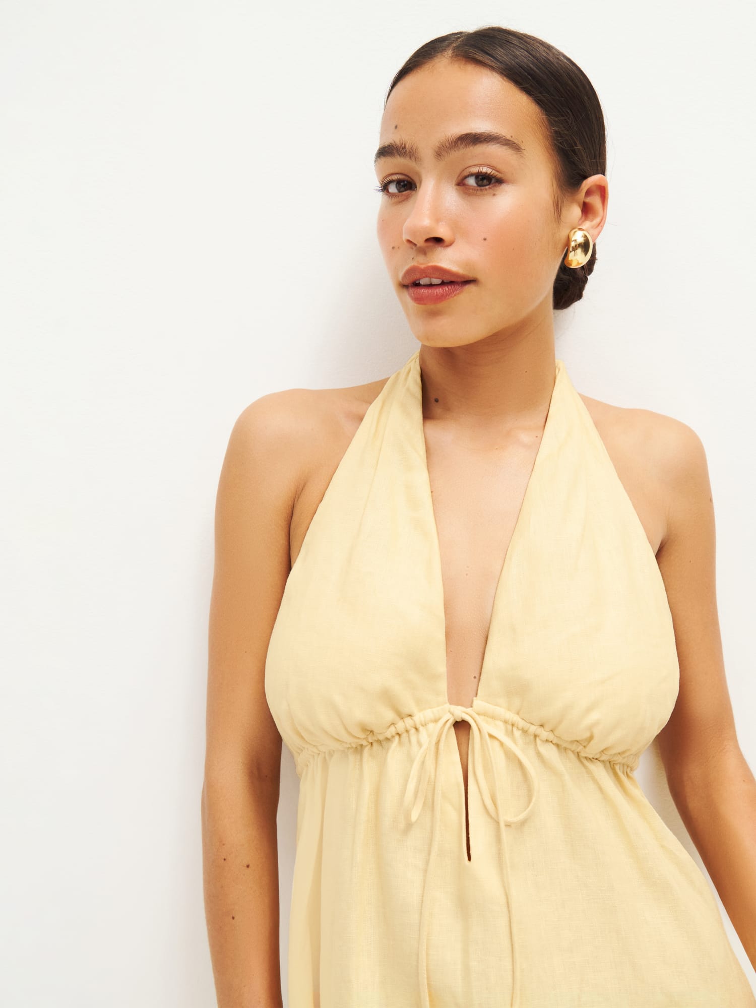 Reformation yellow 2025 linen dress