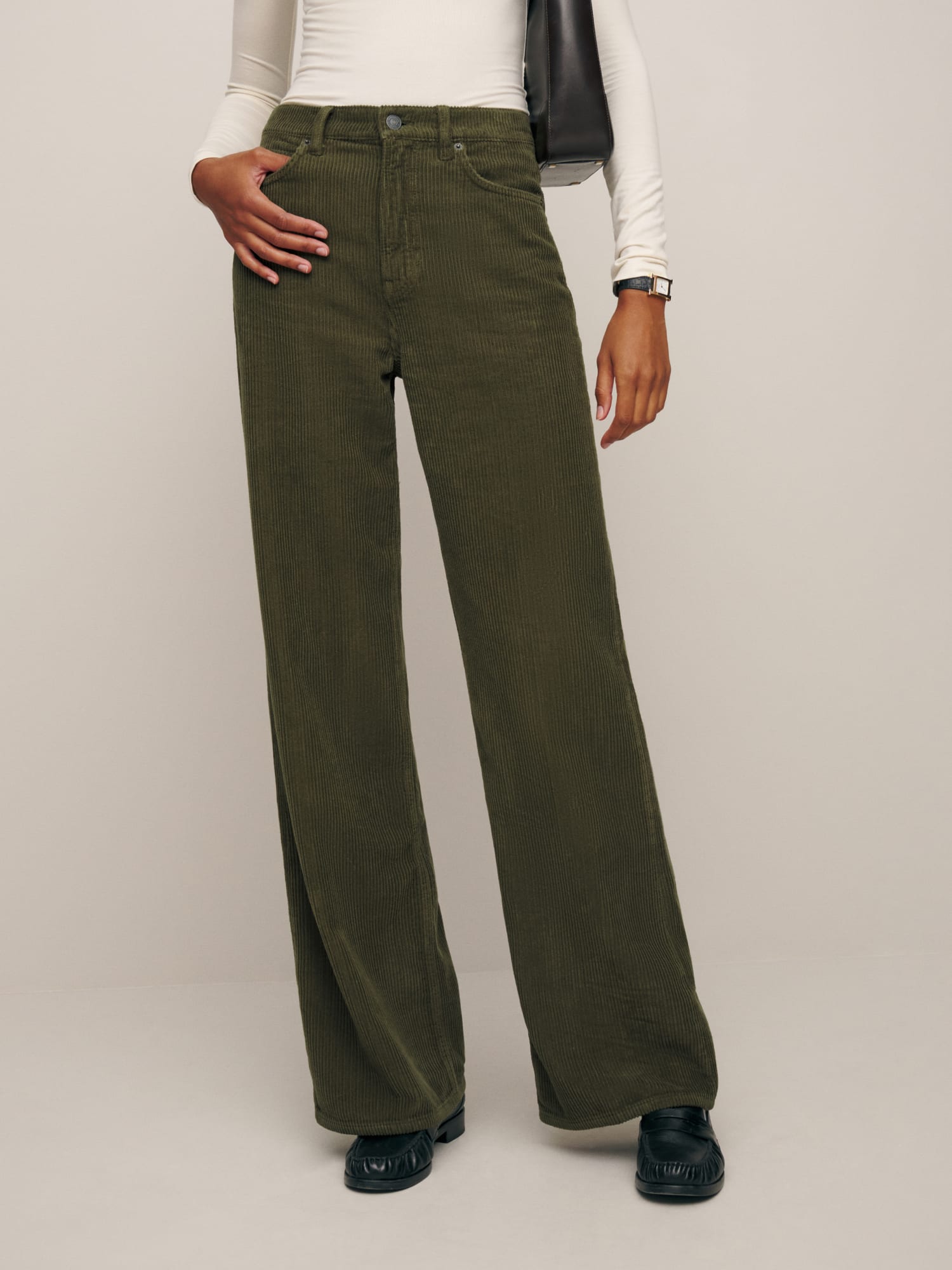 Buy Relaxed Fit Wide Leg Pants with Button Closure and Pockets