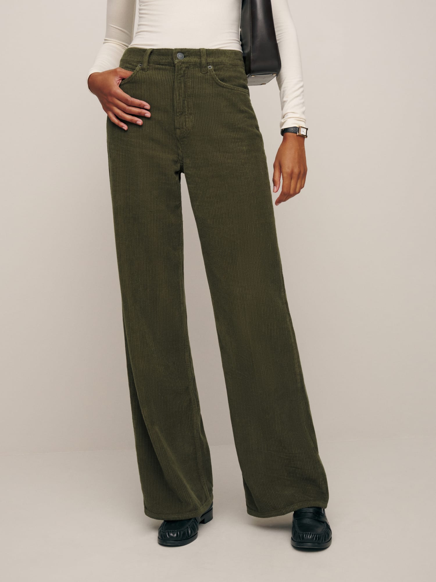 Corduroy pants: High Waisted Green Corduroy pants