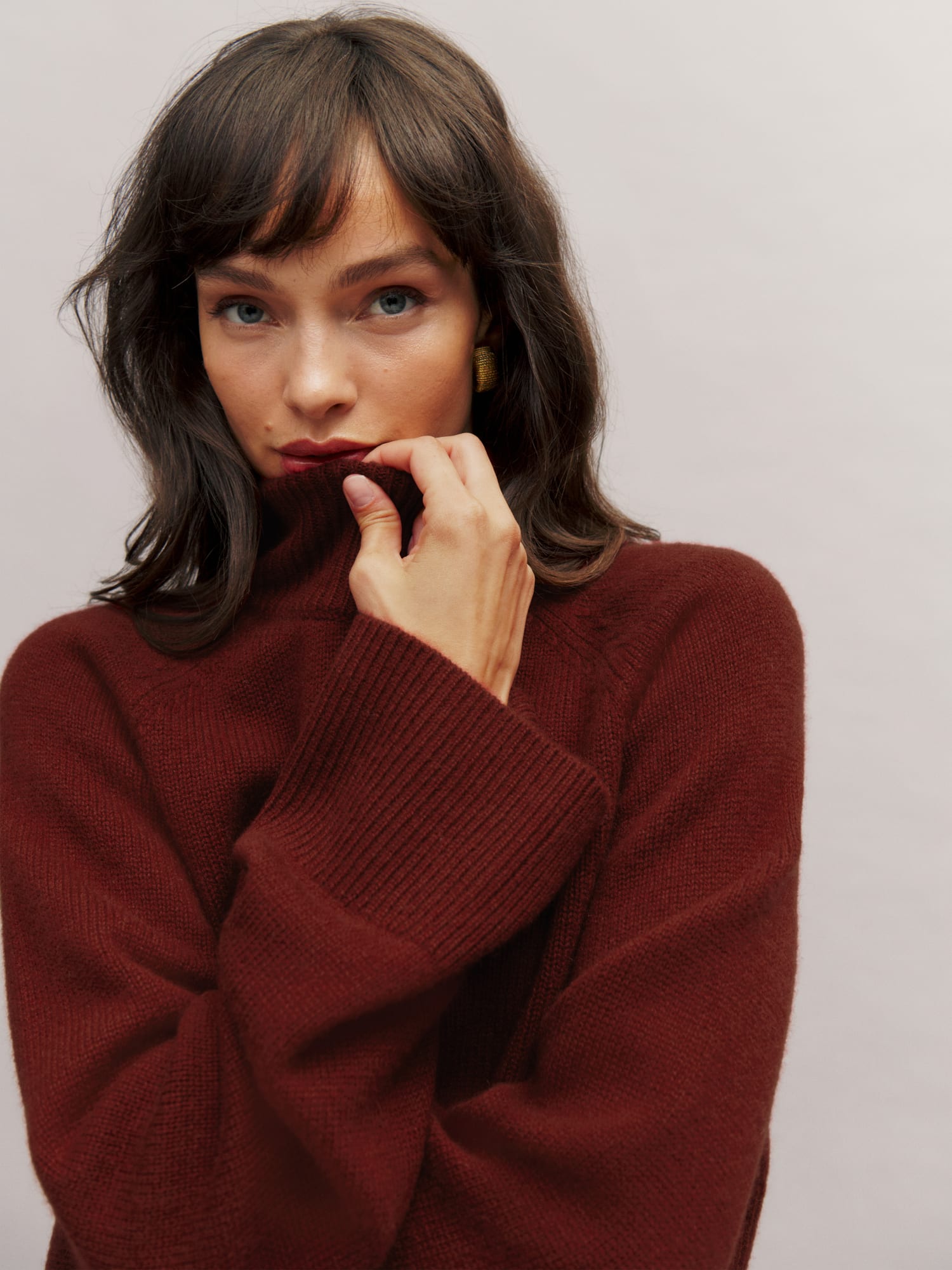 Reformation Garrett Turtleneck Recycled Cashmere Blend Crop