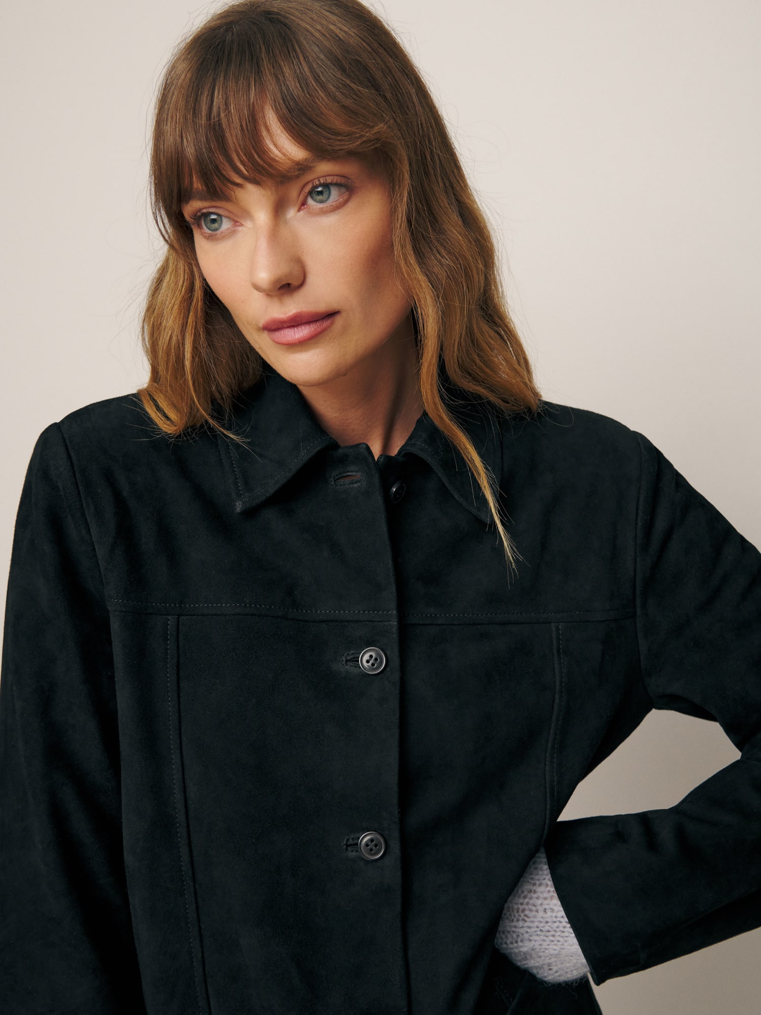 Black suede shirt best sale