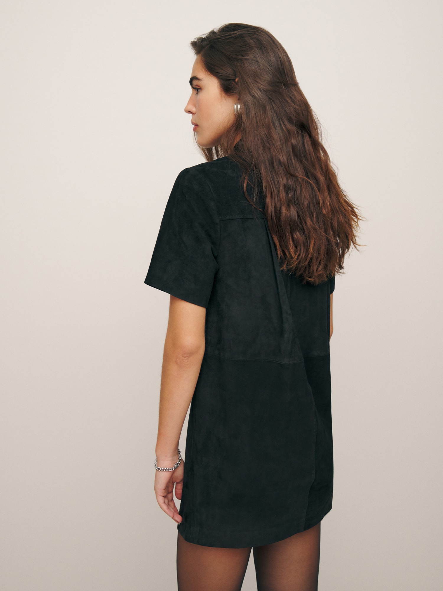 Black suede dress top