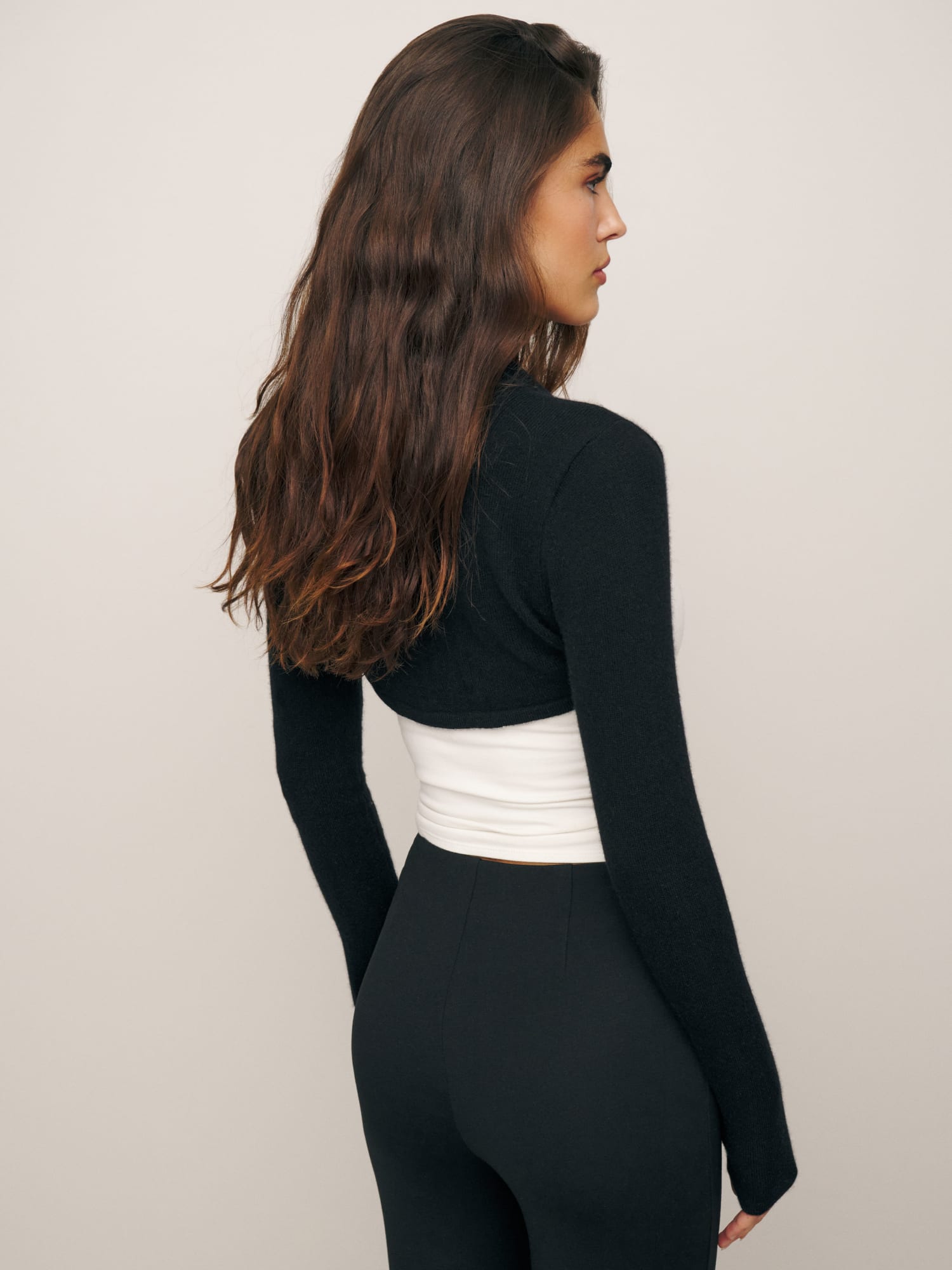 Black cashmere shrug top