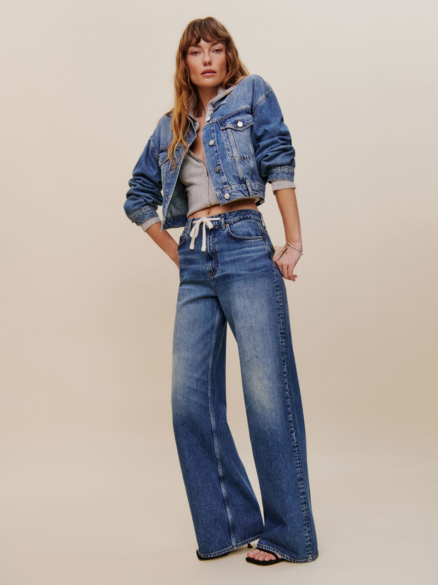 Cary Drawstring Waist Slouchy Wide Leg Jeans