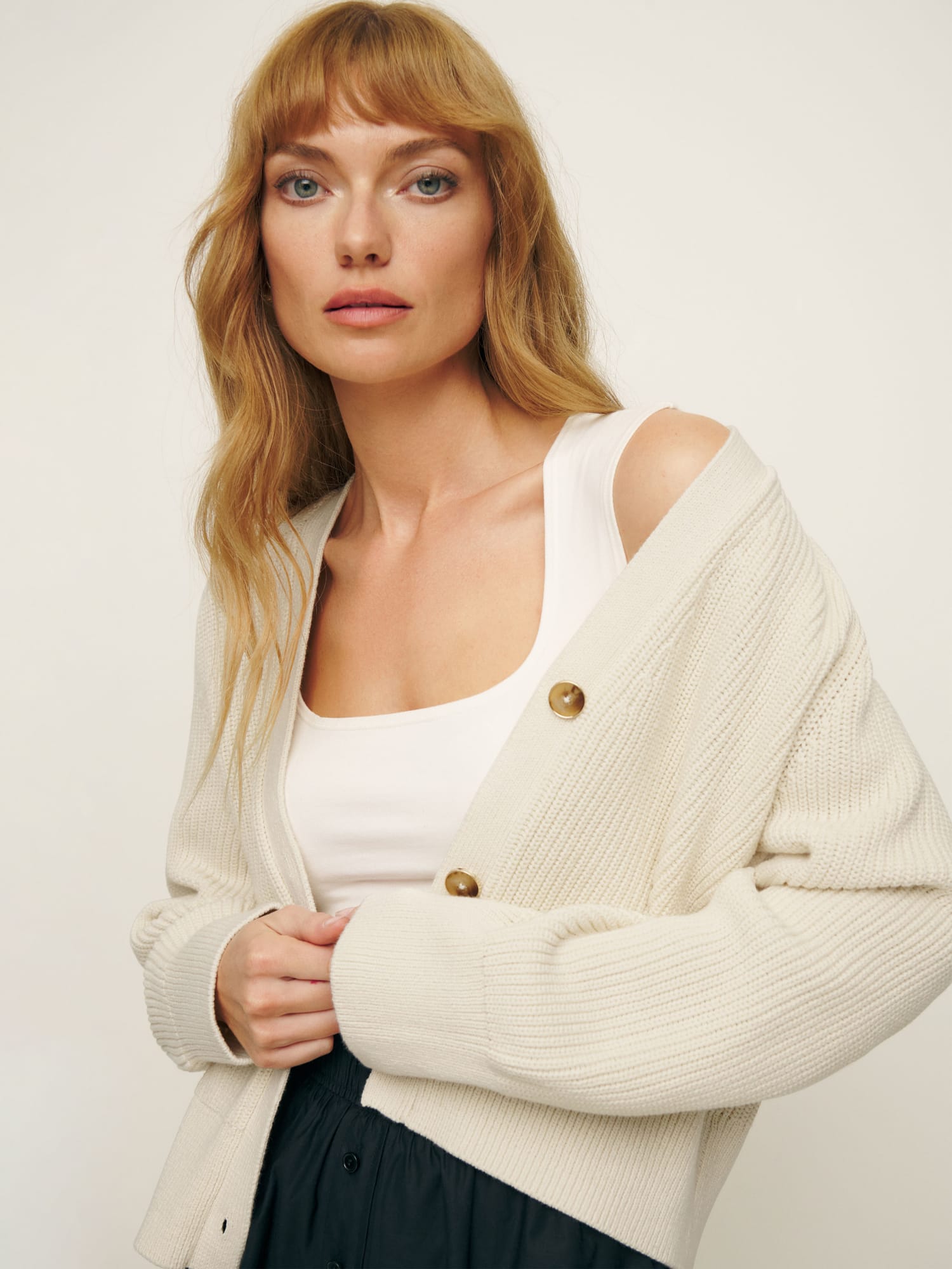 Cream Cropped Cardigan, Sustainable Womenswear