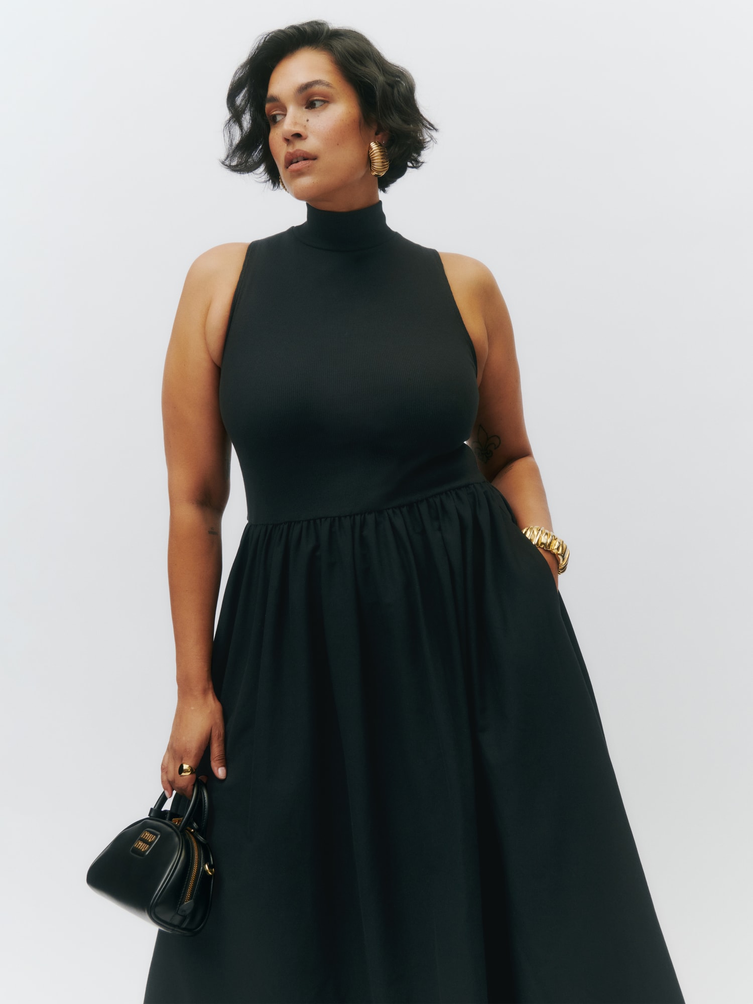 Plus Size Jane Ribbed Midi Dress - Black