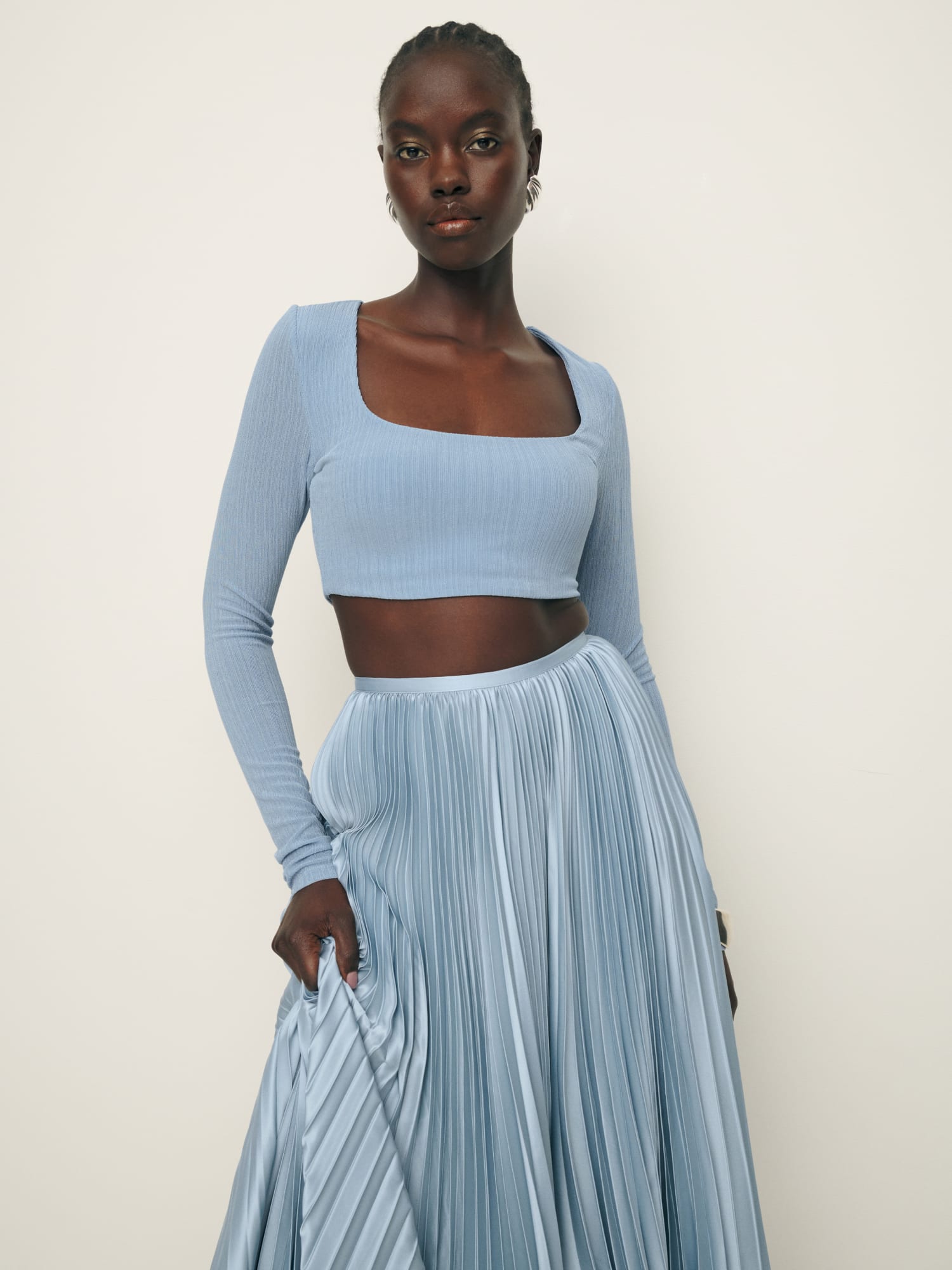 Light blue store knit top