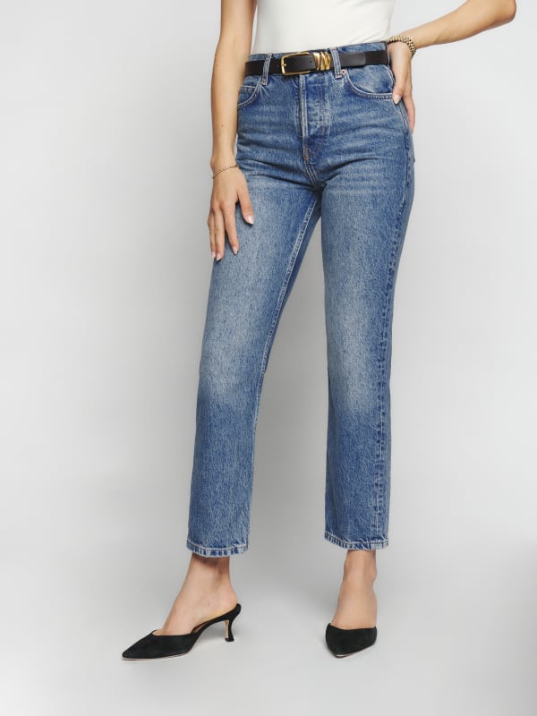 
                    Cynthia High Rise Straight Cropped Jeans
                