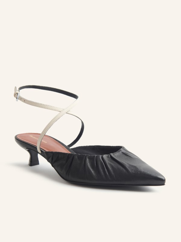 Sabrina Ankle Wrap Kitten Heel Mule