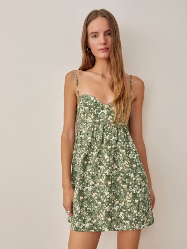 NWT Reformation Martin Dress Botanical Floral selling Linen Sleeveless Minidress Size 12