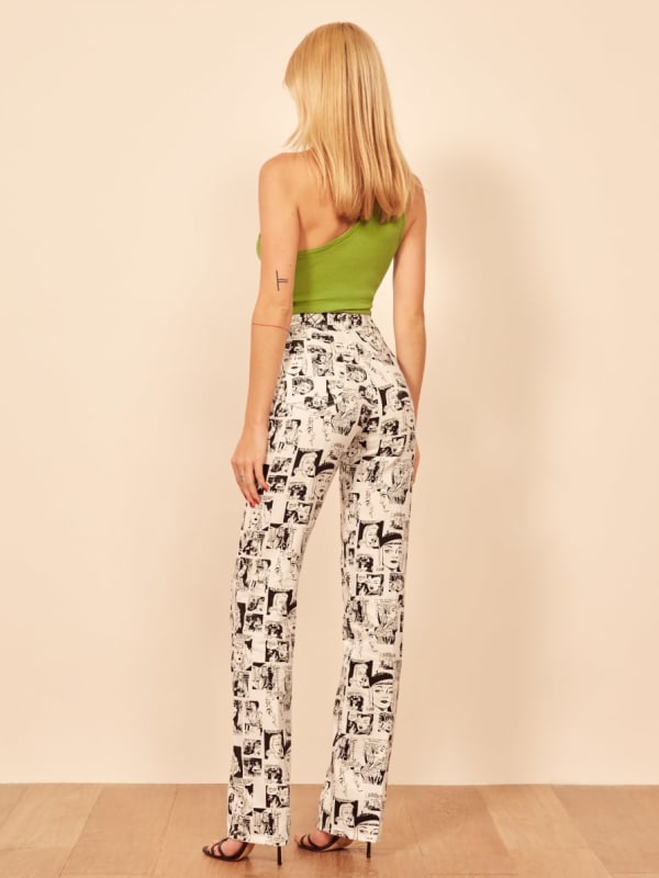 Petites Newsprint High Rise Straight Long Jeans