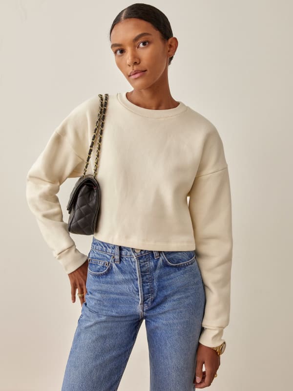 Boxy Cropped Crew Sweatshirt