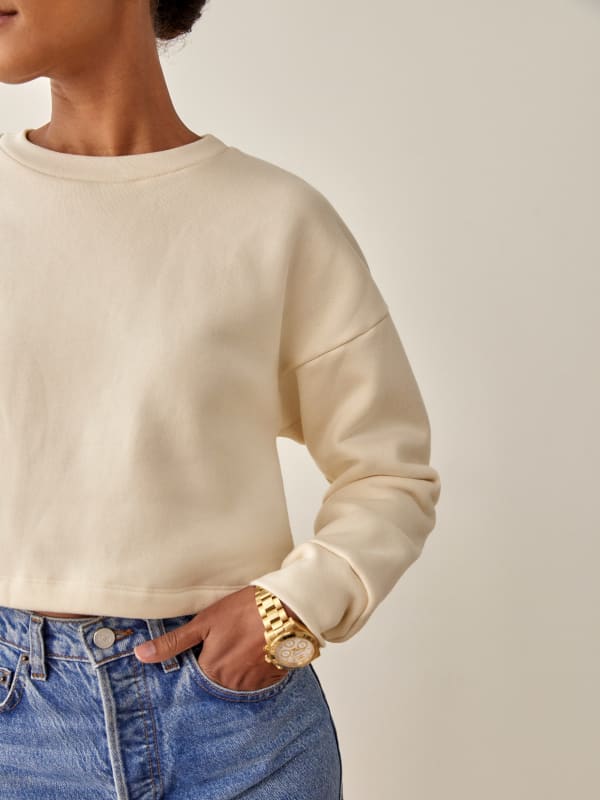 Boxy Cropped Crew Sweatshirt