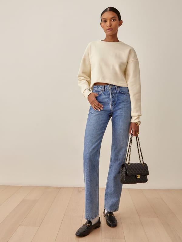 Boxy Cropped Crew Sweatshirt