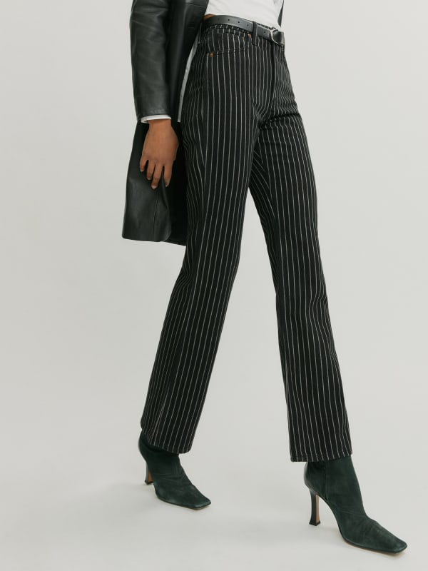 Georgia Pinstripe High Rise Flare Jeans