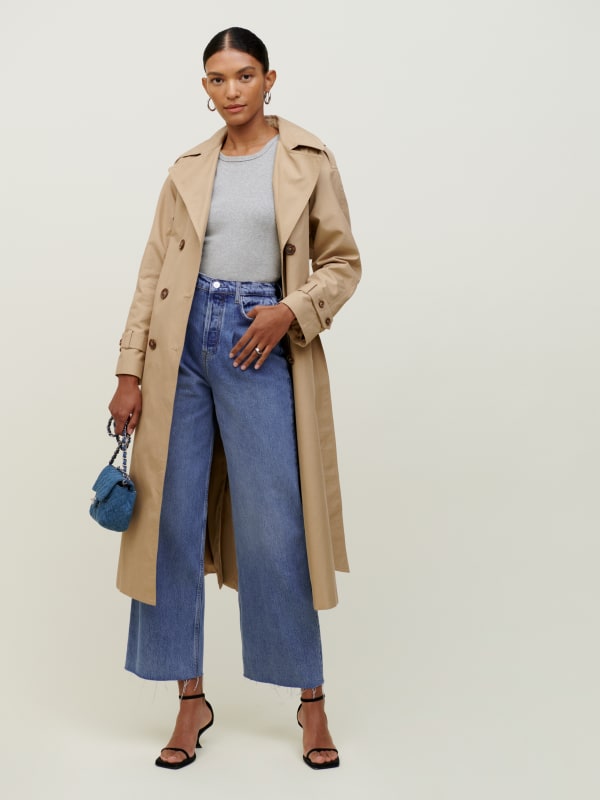 Pleated Reworked High Rise Wide Leg Jeans