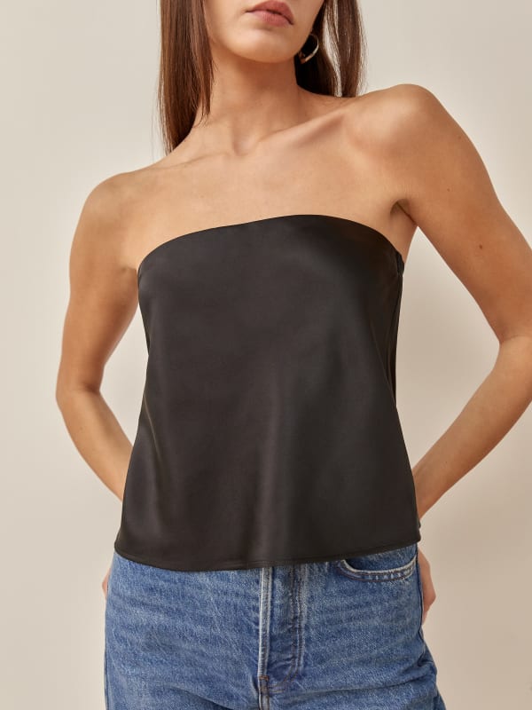 NEW reformation outlets pina top in almond gold medium silk