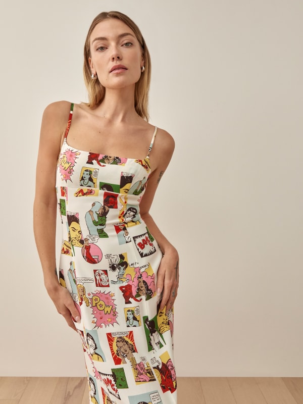 Reformation newspaper dress on sale