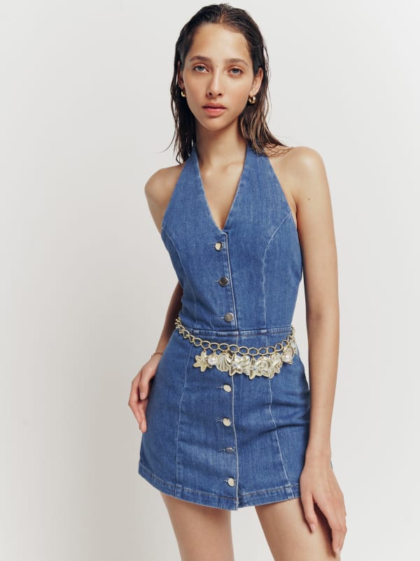 Pamela Halter Denim Mini Dress