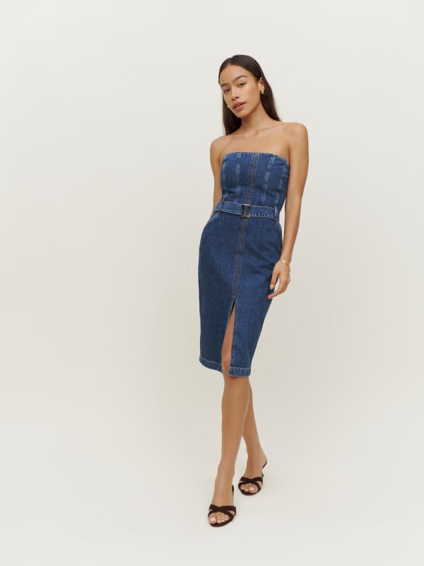 Milly Strapless Denim Dress